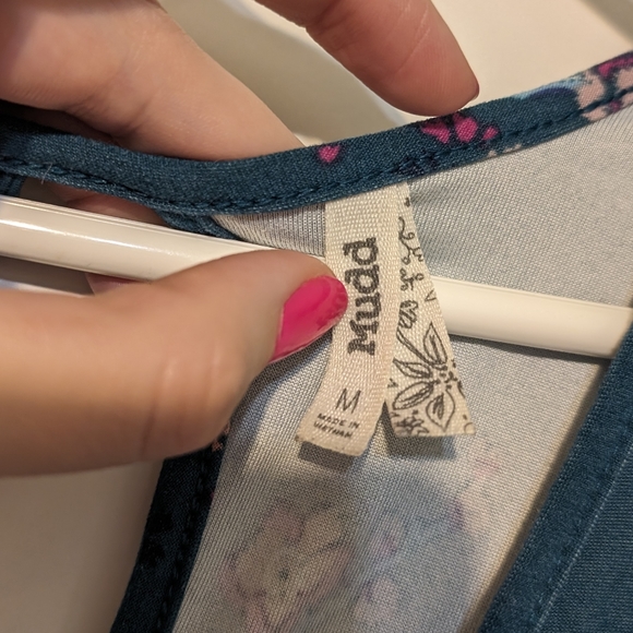 Teal blue & ๐ธ pink floral mini dress long sleeve strappy criss cross open back - Picture 8 of 13